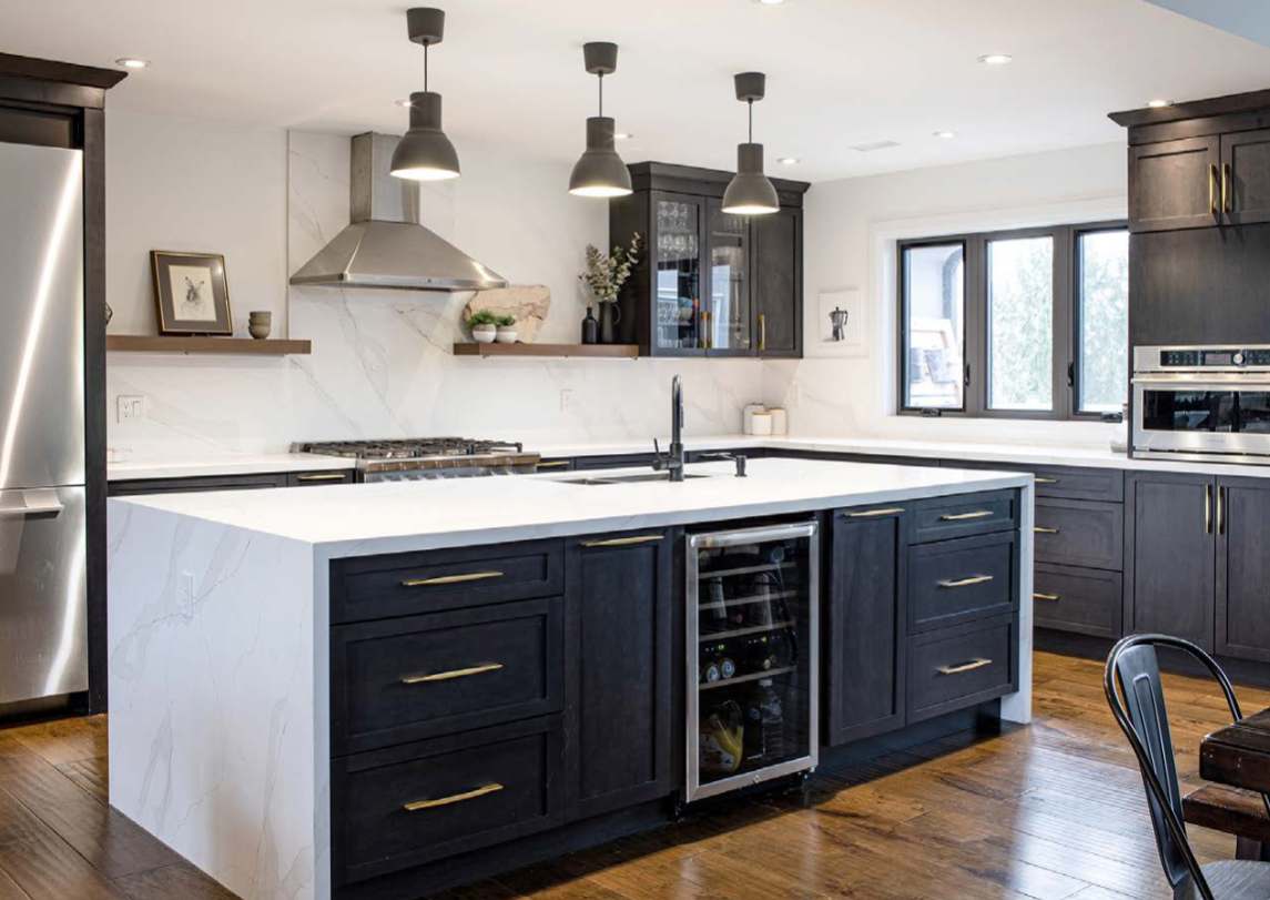 Modern white and blue kitchen remodel
